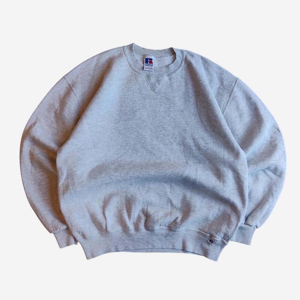 Vintage 90s Russell Athletic Gray Blank Crewneck Sweatshirt